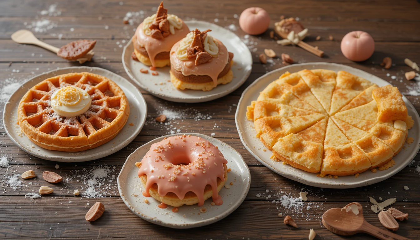 Modern Mochi fusion foods like donuts and waffles