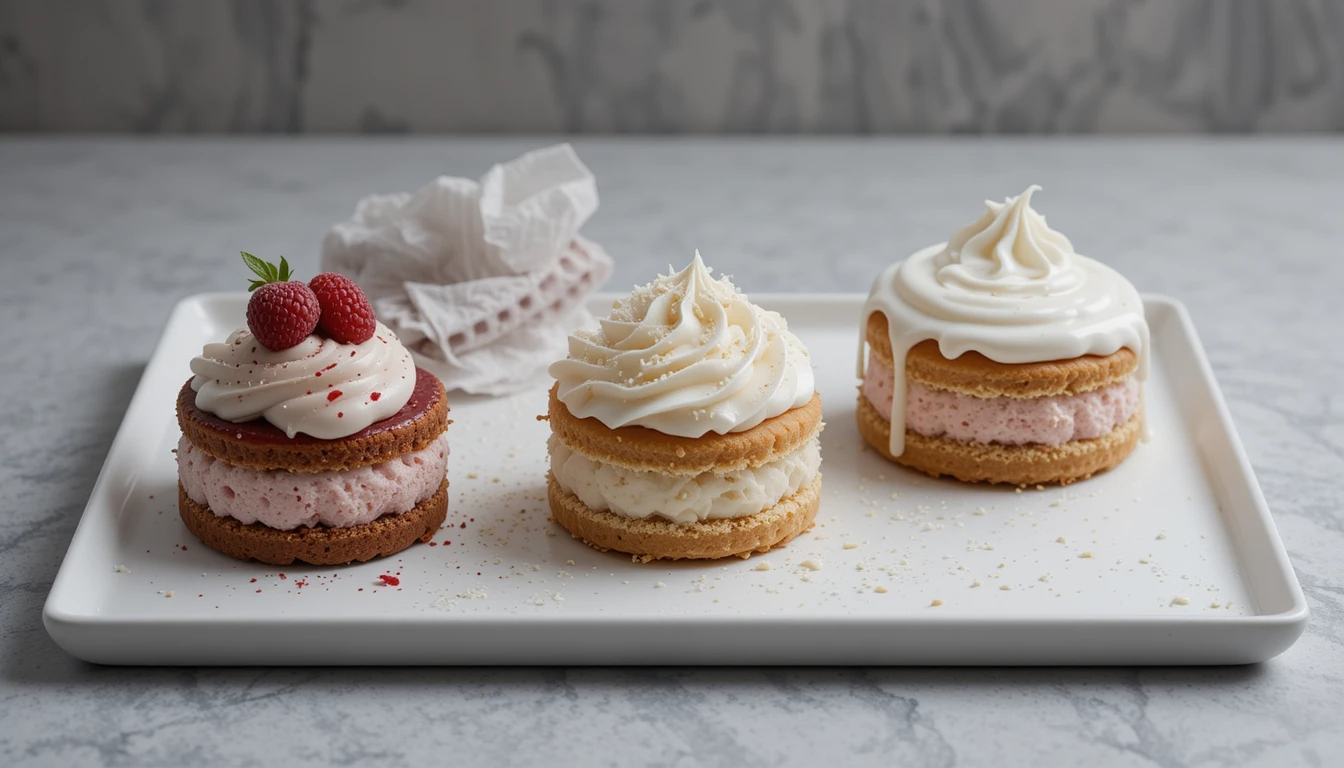 A trio of Sacher Torte variations including raspberry jam, vegan, and white chocolate-glazed versions.