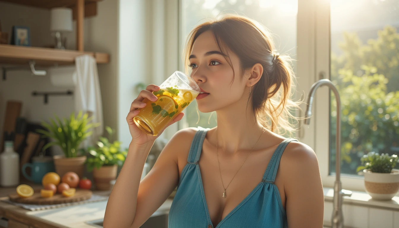 woman drinking natural mounjaro detox drink