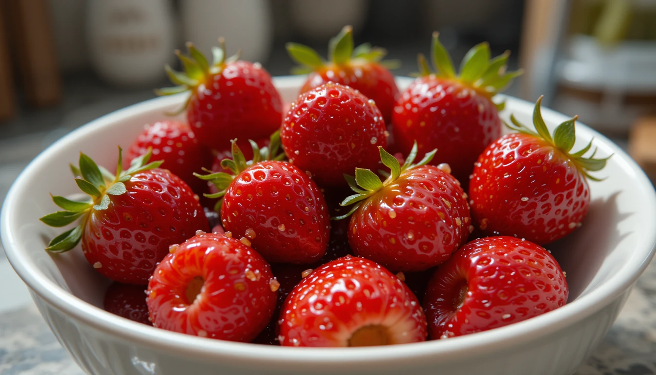 Macerated strawberries for sponge cake dessert