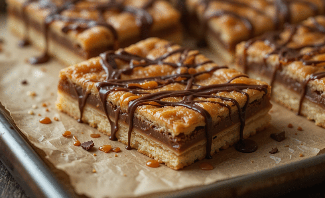 close-up cramel chocolate crench barcs dessert