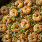 Tuscan Shrimp Orzo Skillet served in one pan