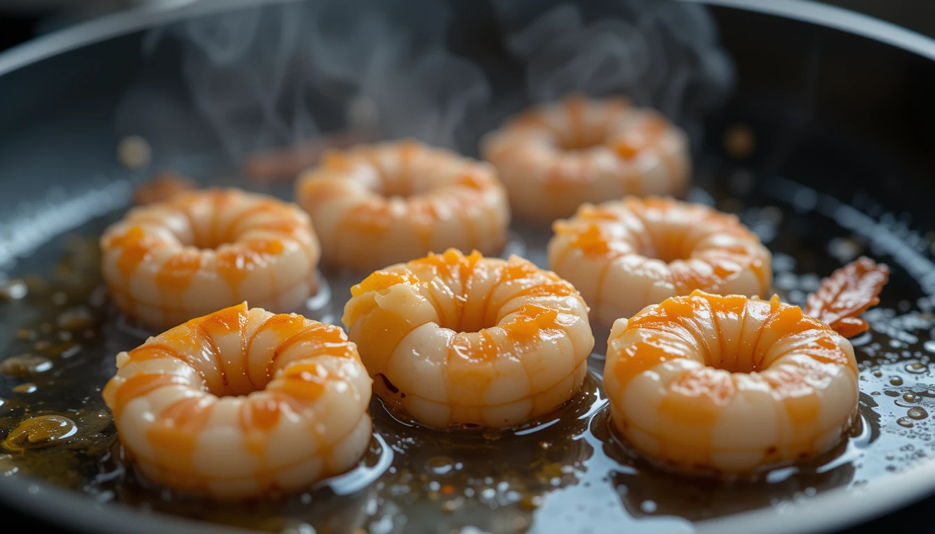 Seared shrimp in olive oil for Tuscan skillet